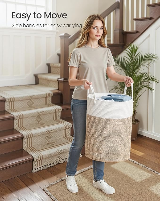 SONGMICS Laundry Hamper, Cotton Rope Laundry Basket - Image 6