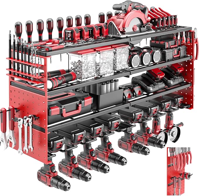 Power Tool Organizer Wall Mount, Cordless Drill Hanger Storage Rack 8 Drill by ODSNANIE