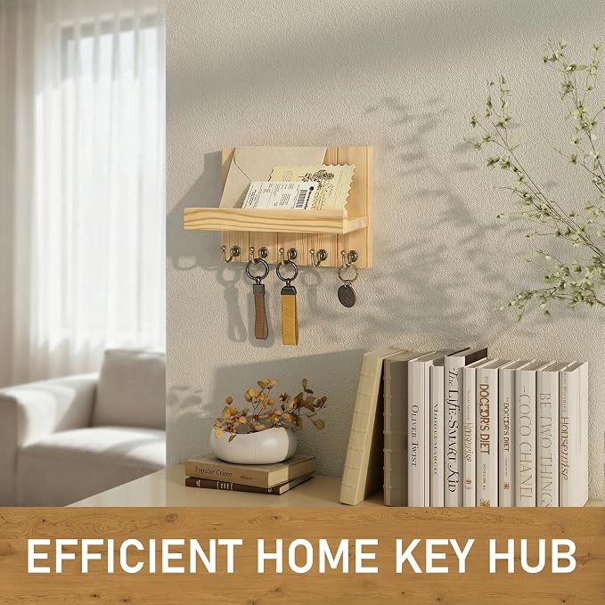 Rebee Vision Pine Wood Key Holder Wall Mount - Image 4