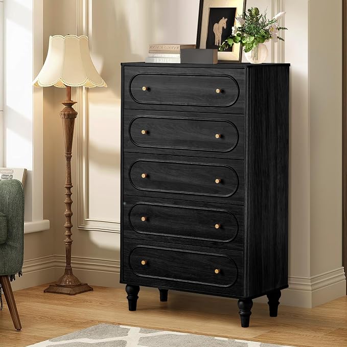 ORRD 5 Drawer Fluted Dresser for Bedroom, Mid Century Modern Chest of Drawers - Image 6