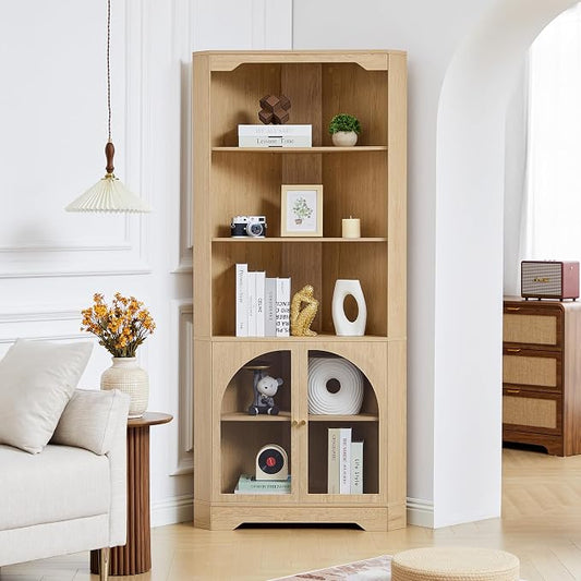 Mid-Century Modern 70" H Tall Coner Storage Cabinet by SUJOUCRAFT