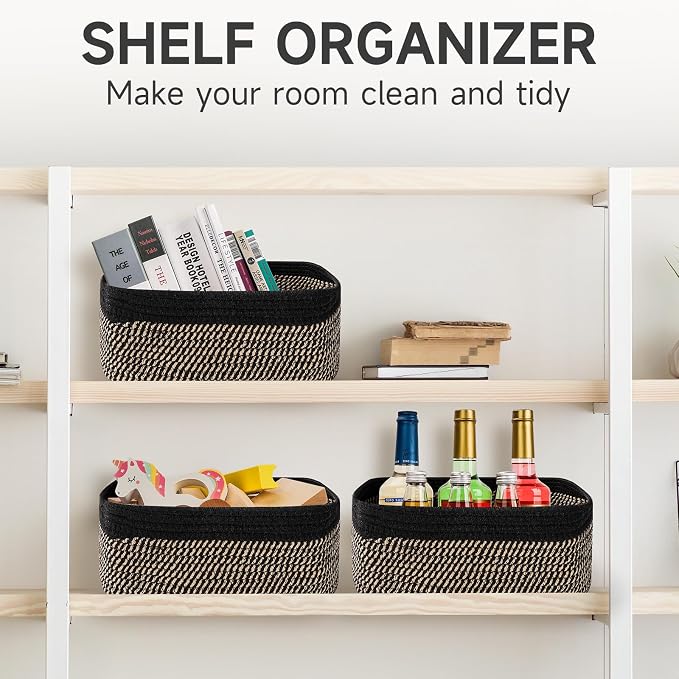 3-Pack Storage Baskets for Organizing | Woven Shelf Toy Basket | Rope Baskets - Image 2