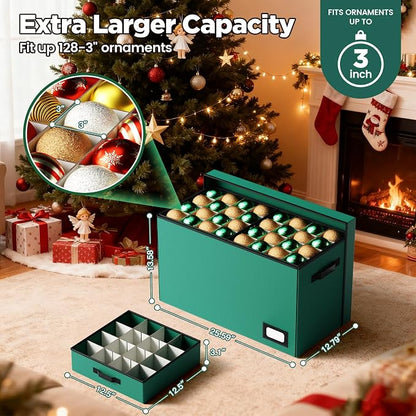 Christmas Ornament Storage Box Store 128 Ornaments, Extra Large Xmas Ornament - Image 5
