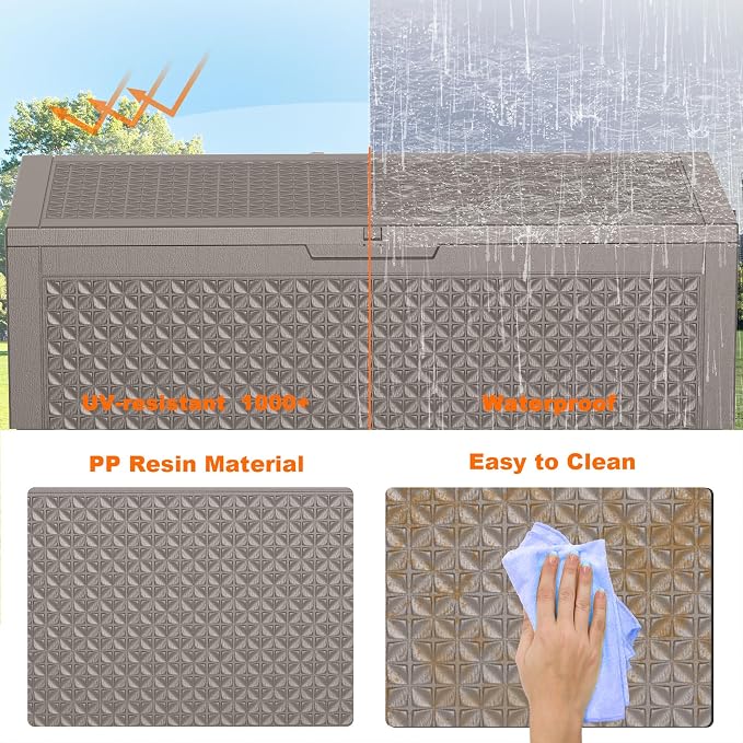 EasyUp 121 Gallon Outdoor Storage Box Waterproof, UV Resistant Resin Deck Box - Image 5