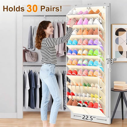 30 Pairs Over the Door Shoe Organizer, 10-Tier Door Shoes Rack Storage - Image 2