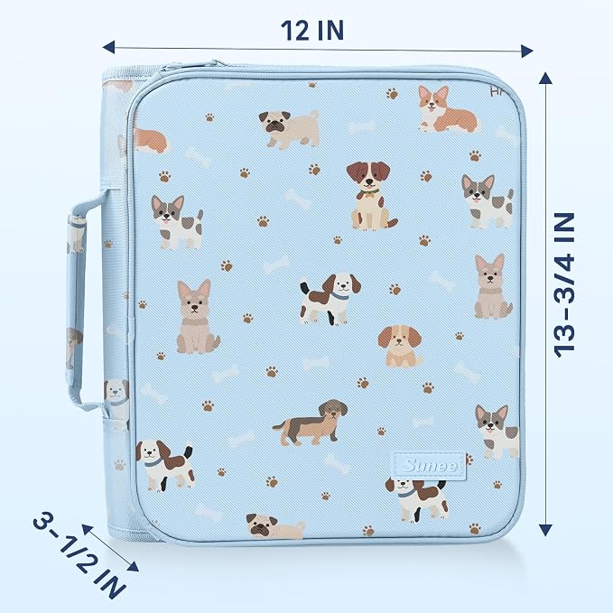 SUNEE Zippered Binder Bag with Handle, 2-Inch 3-Ring O-Ring, 500-Sheet Capacity - Image 6