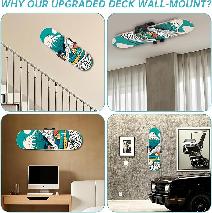 Swivel Skateboard Wall Mount, 360° Skateboard Deck Wall Mount, Suspended - Image 6