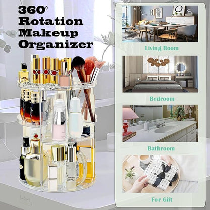 360 Rotating Makeup Organizer for Vanity Adjustable Cosmetic Display Case Large - Image 5