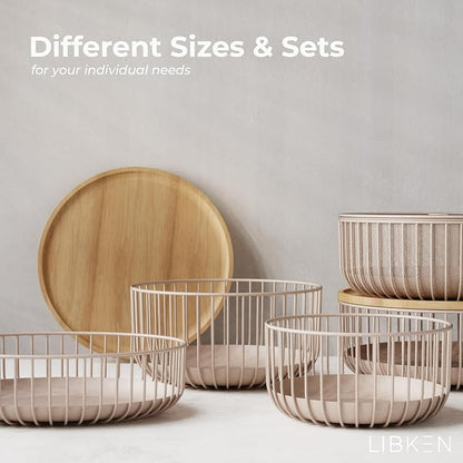 Metal Fruit Bowl Basket with Wooden Lid - Image 6