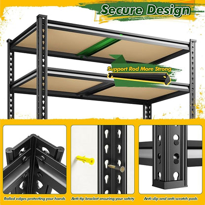 72.2" H Garage Shelves 2230LBS Storage Shelves, 5 Tier Adjustable Metal Shelving - Image 7