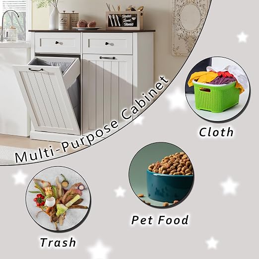 Double Tilt Out Trash Cabinet, 20 Gallon Farmhouse Laundry Hamper Cabinet - Image 4