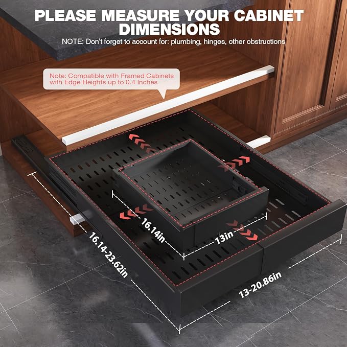 4 Pack Pull Out Cabinet Organizer Expandable Width and Depth, Slide Out Drawers - Image 5