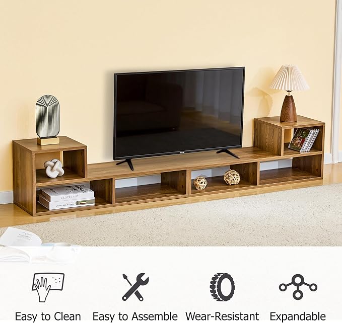 L-Shaped TV Stand for TVs up to 50''+, Modular TV Stand Dark Wood | Modern - Image 6