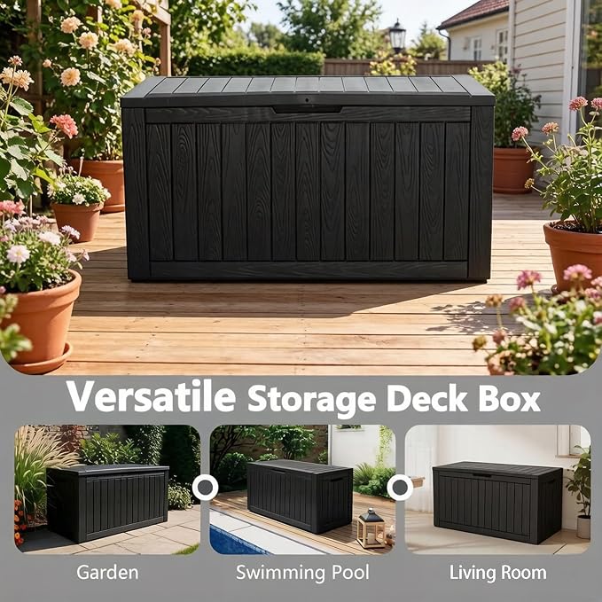 Outdoor Storage Box, 120 Gallon Resin Deck Boxes Outdoor Waterproof - Image 4