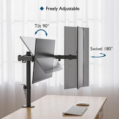 BONTEC Dual Monitor Desk Mount, Full Motion Adjustable Monitor Stand - Image 4