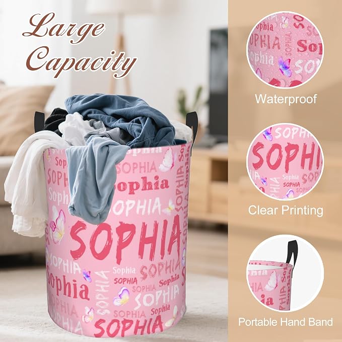 Custom Name Laundry Hamper, Personalized Laundry Basket - Image 4