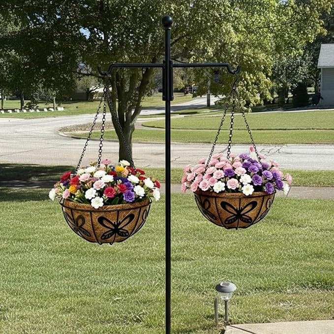12 Inch Hanging Baskets for Plants Outdoor, 2 Pack Metal Wire Hanging Planters - Image 4