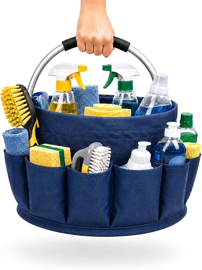 Cleaning Caddy with Handle, Foldable 17L Cleaning Supplies Basket with 6 Pockets by Unknown