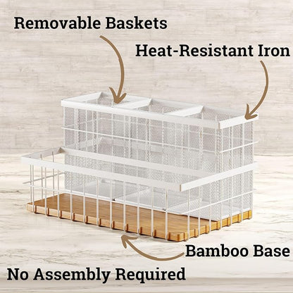 Hair Tool Organizer Countertop, Breathable Metal & Bamboo, Heat-Resistant | No - Image 2