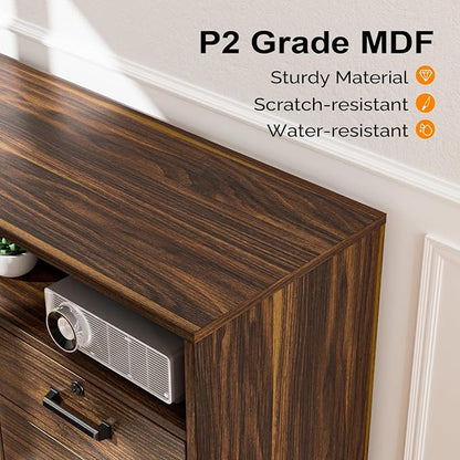 VINGLI Dark Brown Wood Lateral File Cabinet - Image 7