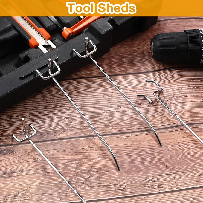 Funrous 100 Pack Peg Board Hooks Stainless Steel Pegboard Hooks Shelving - Image 7