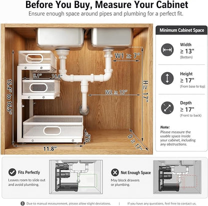Under Sink Organizer, 3 Tier Pull Out Cabinet Organizer - Image 2