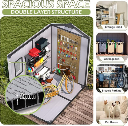 4 x 6 FT Plastic Outdoor Storage Shed, All-Weather Resin Tool Shed - Image 3