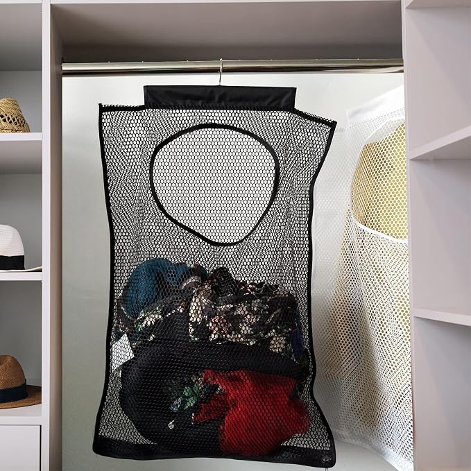 Hanging Mesh Laundry Hamper Large Dirty Clothes Bag, Can Be Used Behind The - Image 6