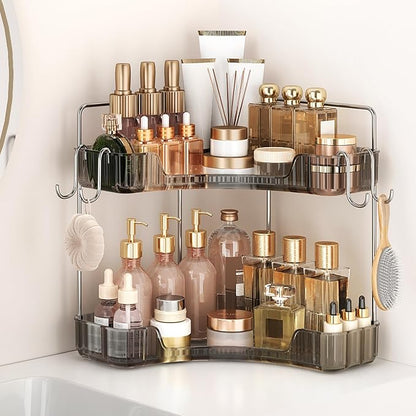 Corner Counter Organizer, 2-Tier Bathroom & Kitchen Storage Tray by Kinkota