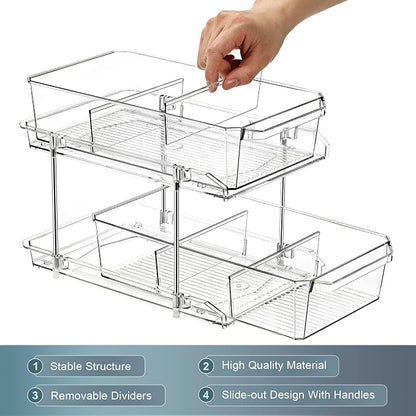 2 Tier Clear Organizer with Dividers - Image 9