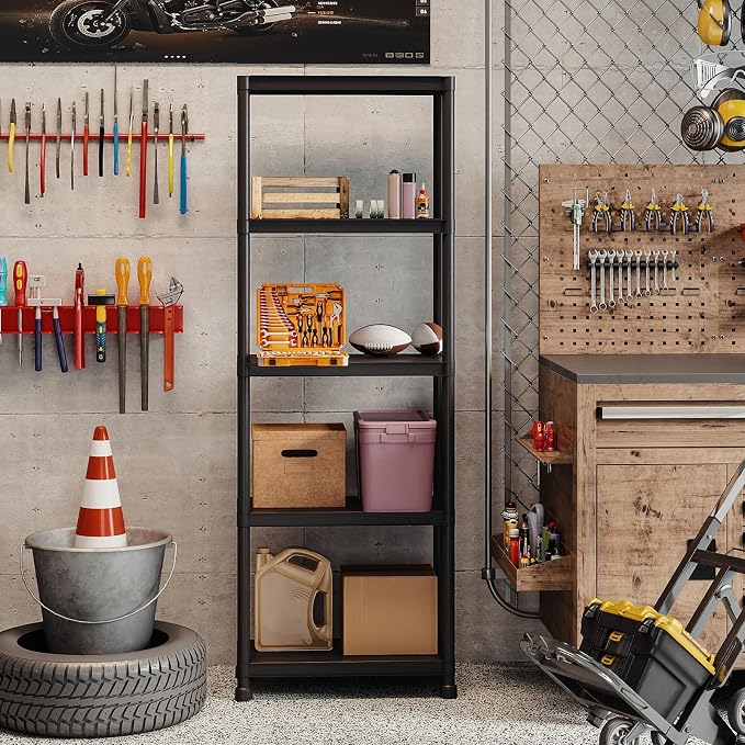 GIANTEX 5-Tier Heavy-Duty Plastic Storage Shelves | Freestanding Garage - Image 9