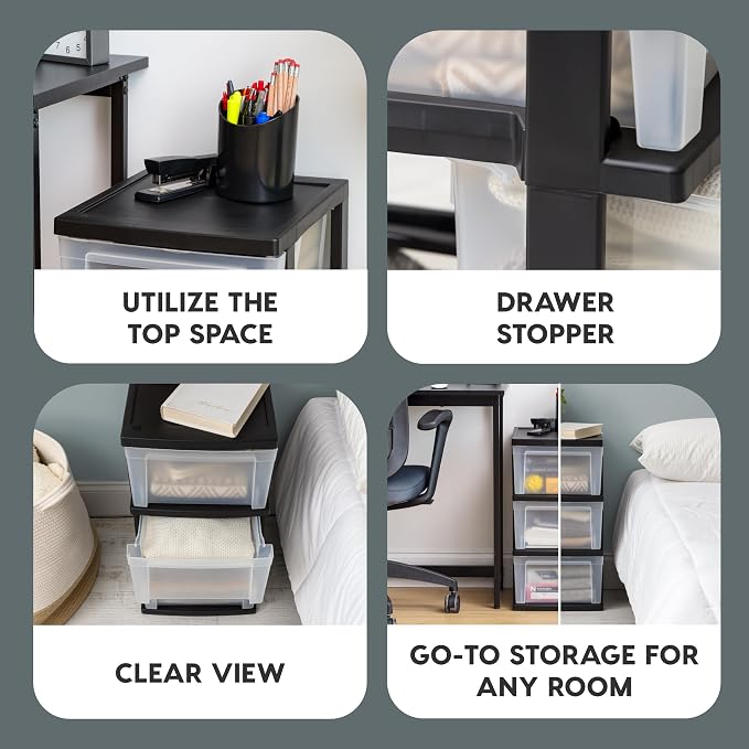 IRIS USA 3-Drawer Slim Narrow Storage Organizer, school essentials, beauty items - Image 4