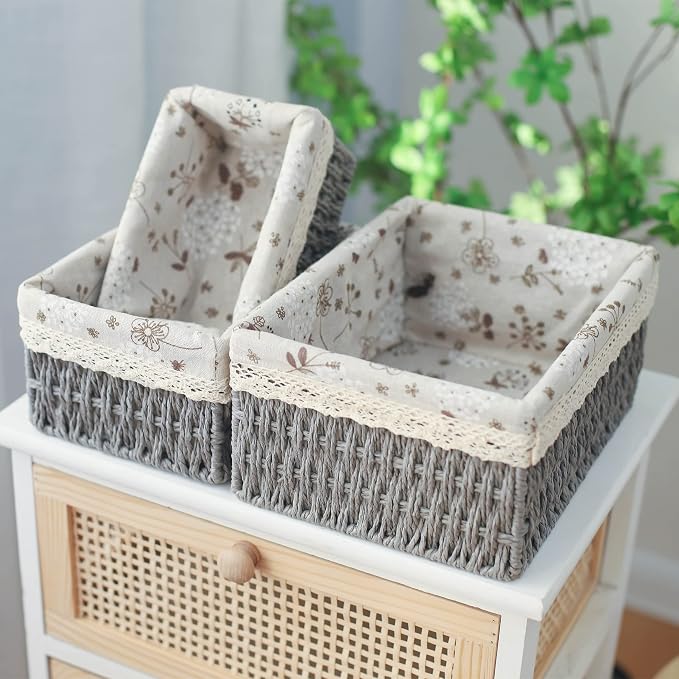 YRMT Macrame Storage Baskets Set of 3 Boho Decor Baskets - Image 6