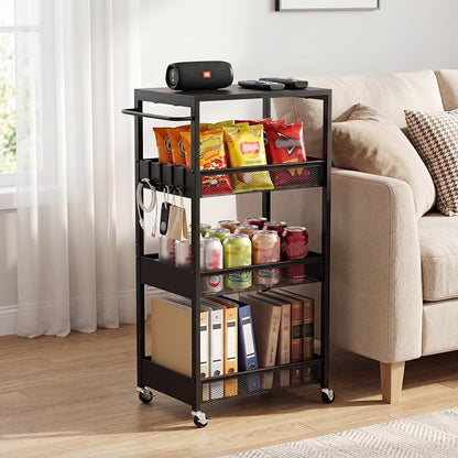 Rolling Utility Cart, 4 Tier Metal Storage Cart by Vincona