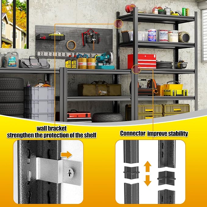 Garage Storage Shelves, 4-Tier Metal Shelving Unit, Adjustable, Double-Layer - Image 6