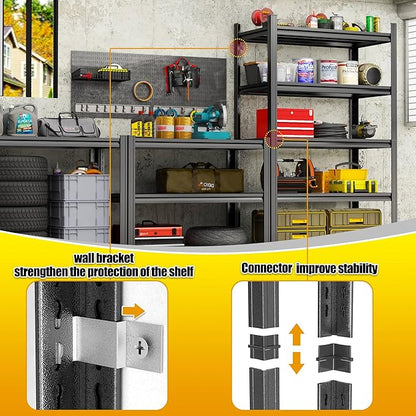 72'' Garage Storage Shelves, 5 tier Shelving Unit Metal, Adjustable, - Image 6