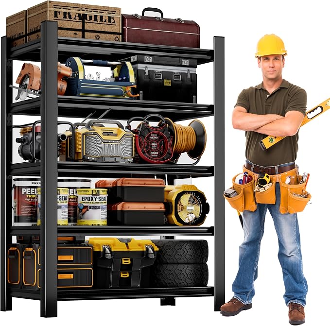 CJF Adjustable Garage Storage Shelves, 5-Tier Garage Shelving Heavy Duty by CJF