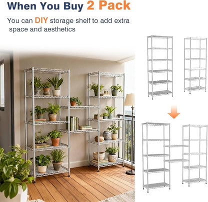 6-Tier Wire Shelving Unit, Metal Shelf Racks - Image 6