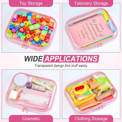 Sanwuta 6 Pcs Clear Hard Zipper Case Hard Plastic Zipper Pouches Transparent - Image 7