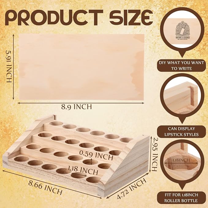 AceOrbit 4 Tier 24 Slots Wooden Essential Oil Organizer - Image 2