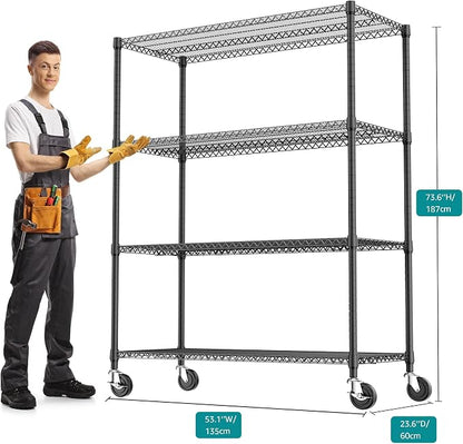 4 Tiers Shelf 2640 lbs Steel Storage Shelving Utility Shelving Unit Steel - Image 3
