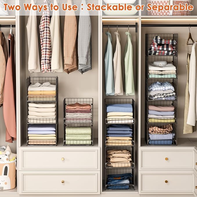 5-Tier Stackable Closet Storage Baskets, Closet Organizers and Storage Shelves - Image 6