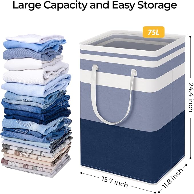 HomeHacks 2-Pack Large Laundry Basket, Waterproof, Freestanding Laundry Hamper - Image 4