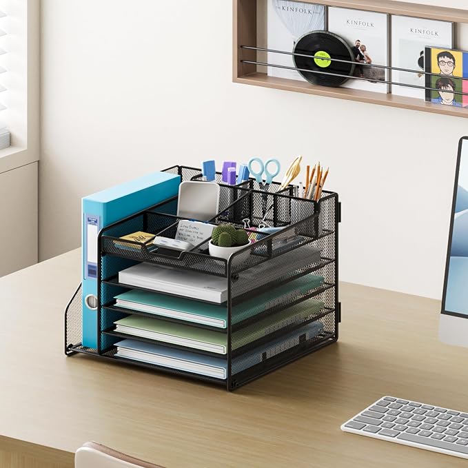 Lavatino Desk Organizer, 5-Tier Metal Mesh Paper Letter Tray - Image 5