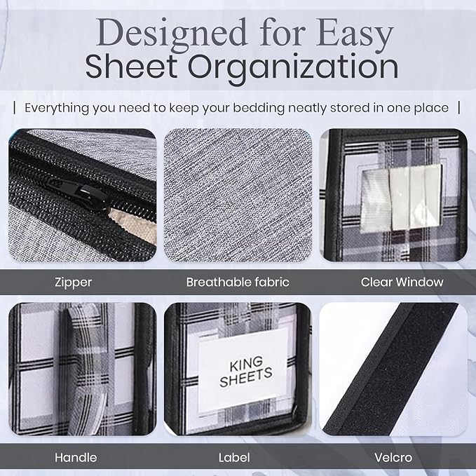 4 Pack Bed Sheet Organizer and Storage - Image 4