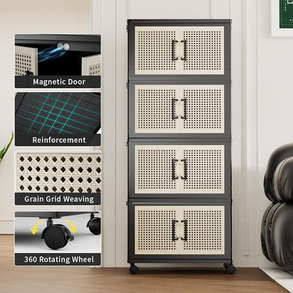 Stackable Storage Bins with Lids, Collapsible Plastic Storage Box Closet - Image 4