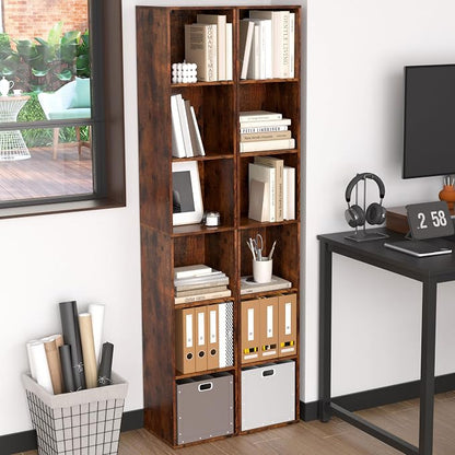 Cube Storage Organizer, 6 Cube Retro Bookshelf, Freestanding 6 Tier Open Shelf - Image 2