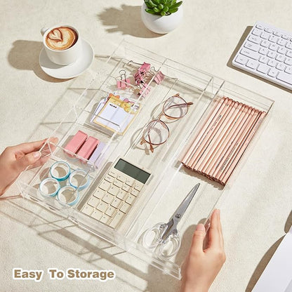 1 PC Acrylic Desk Drawer Organizer 2 Inch Height Expandable Drawer Organizer - Image 4