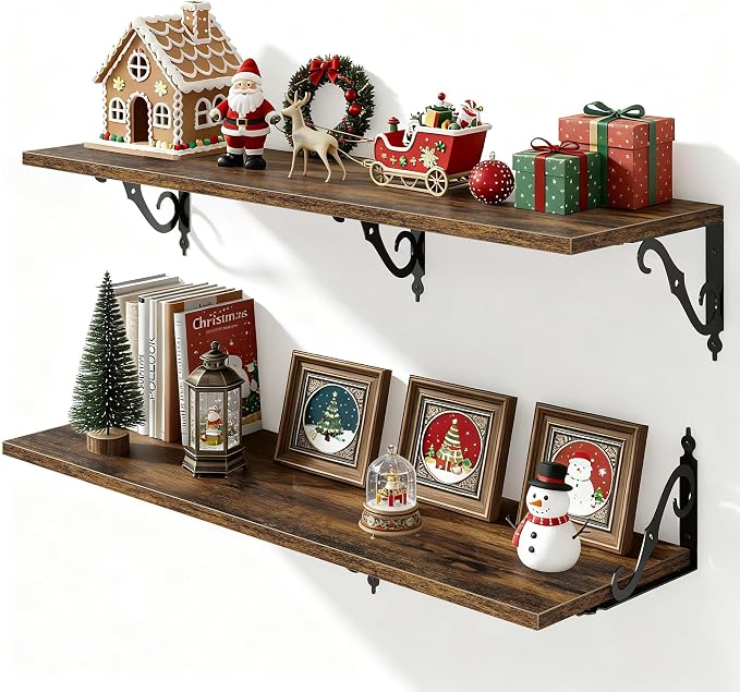Fun Memories 40 Inch Floating Shelves Wall Mounted, 12 Inch Deep Wall Shelves by FunMemories