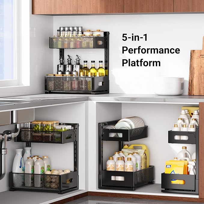 Under Sink Organizer, Metal Under Sink Organizers and Storage, Slide Out Pull - Image 9